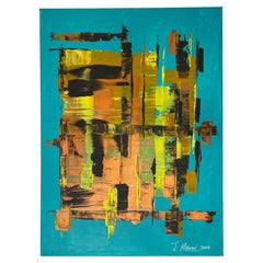 Peinture abstraite française moderne signée J. Moroni