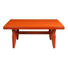 Modern French Orange Lacquered Writing Desk