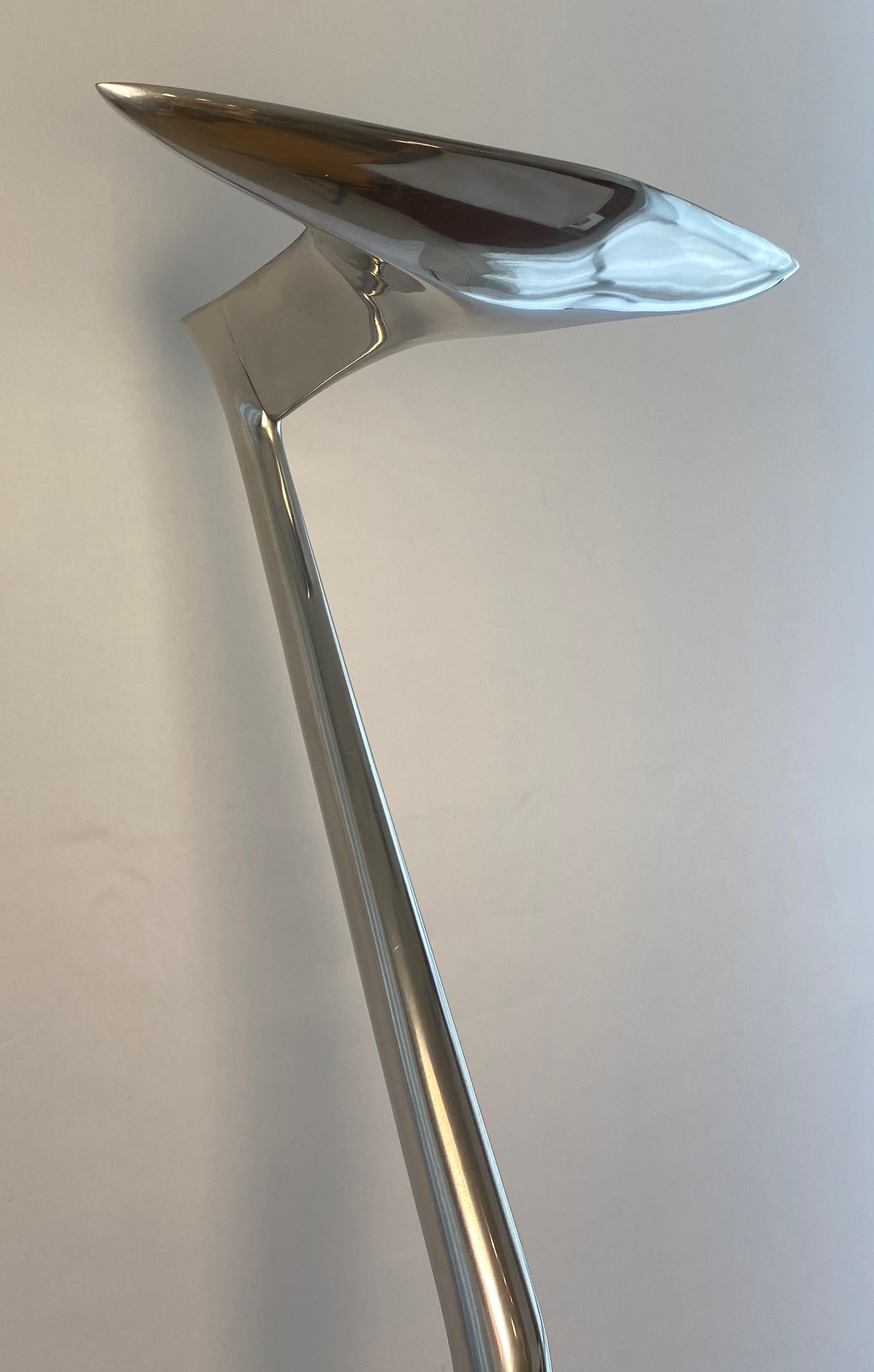 Modern French Polished Chrome Floor Lamp by LG, Paris France In Good Condition For Sale In Miami, FL