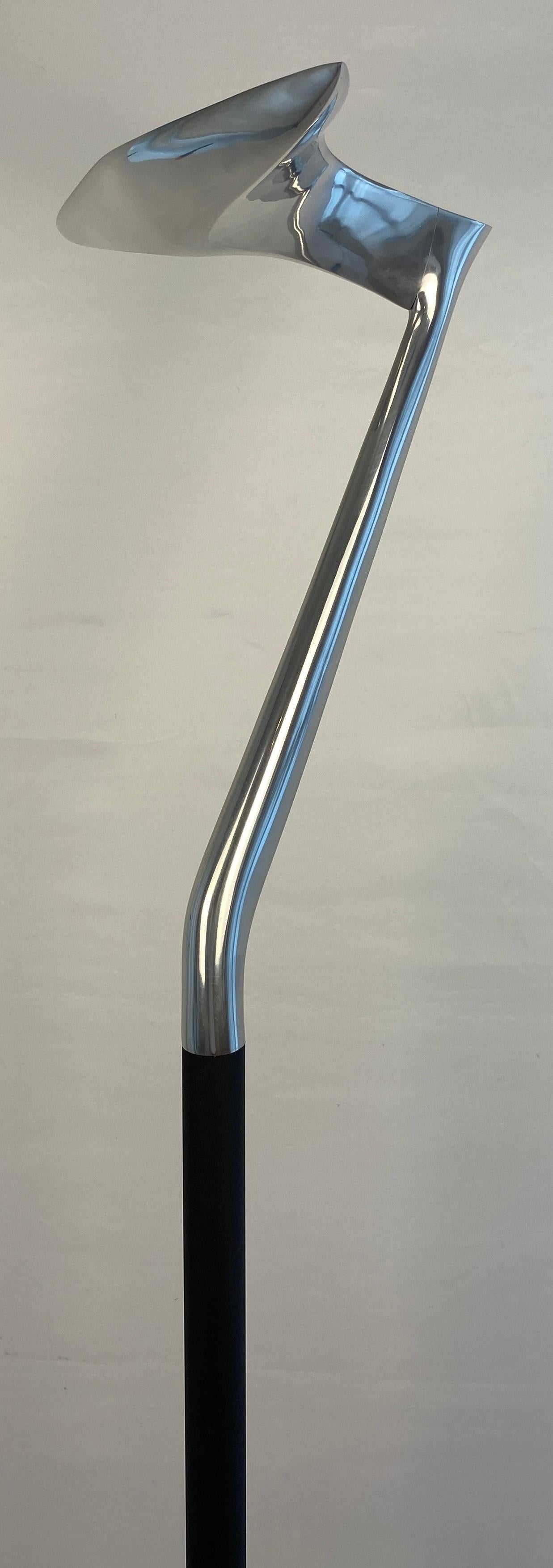 Metal Modern French Polished Chrome Floor Lamp by LG, Paris France For Sale