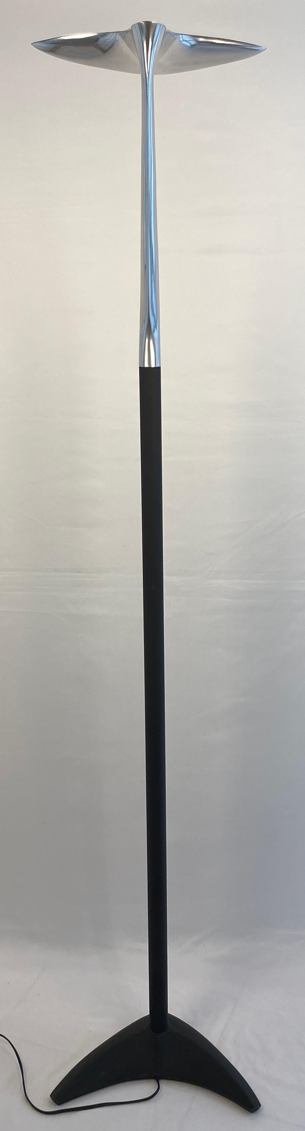 Modern French Polished Chrome Floor Lamp by LG, Paris France For Sale 2