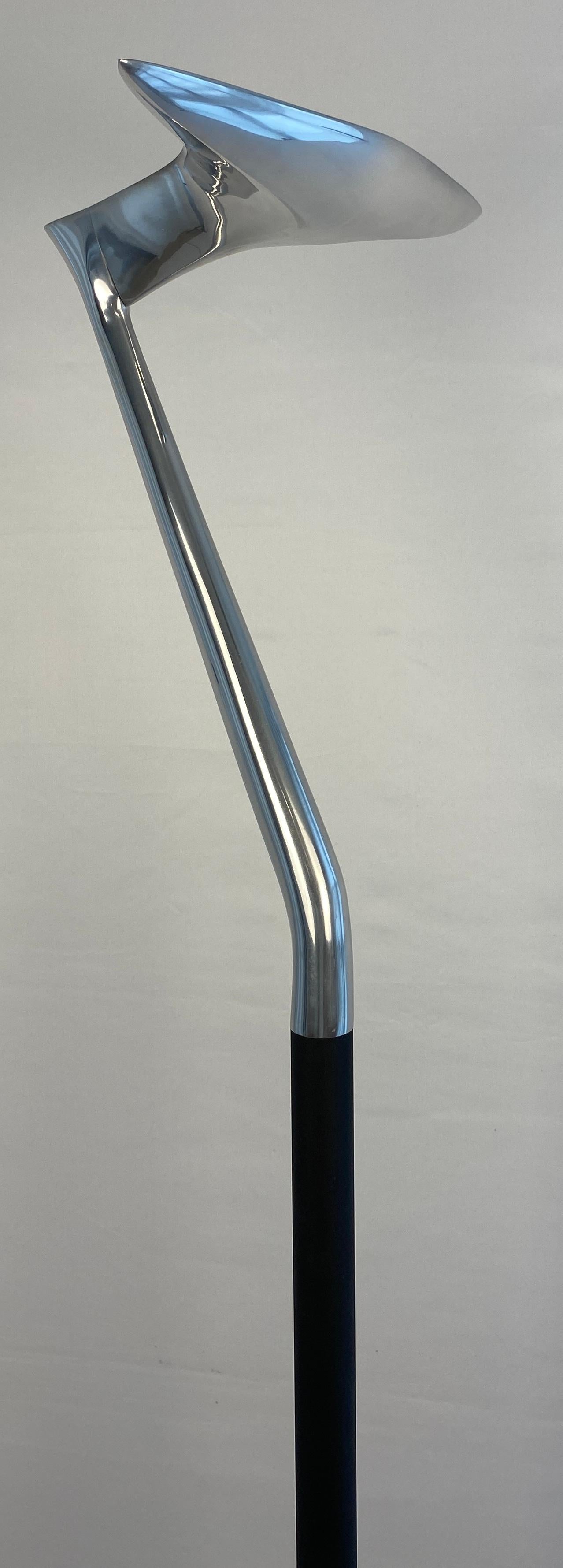 Modern French Polished Chrome Floor Lamp by LG, Paris France For Sale 3