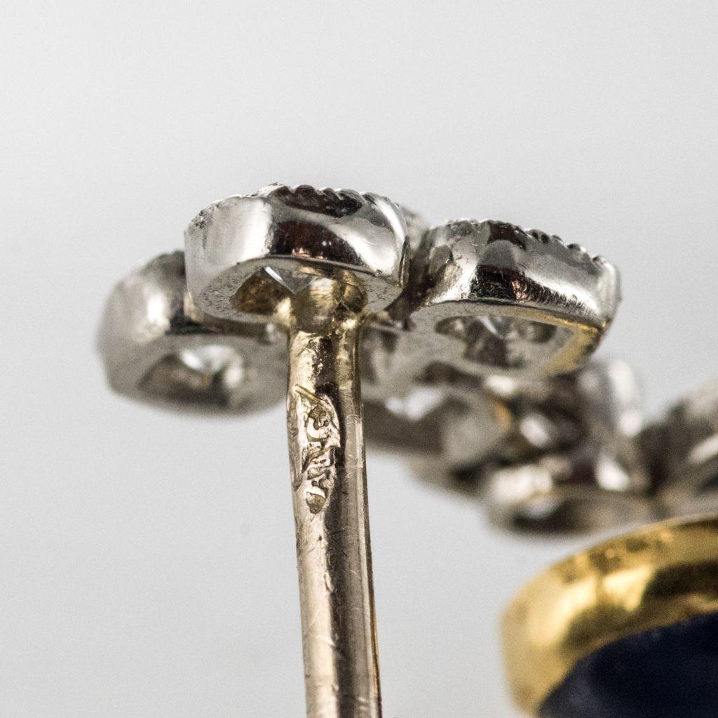 Modern French Sapphire Cabochon Diamond Gold Earrings 6