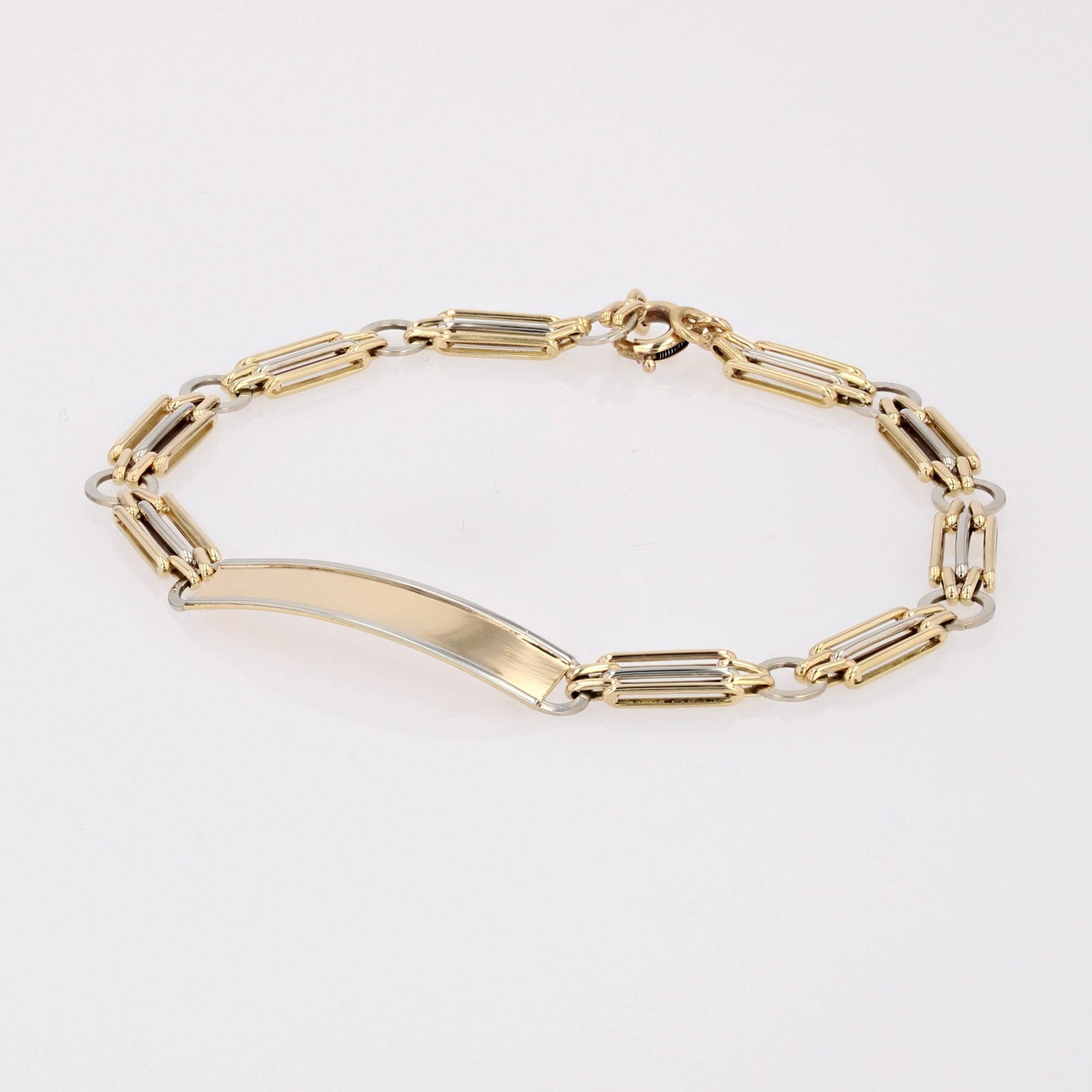 Bracelet moderne français en maille d'érable en or blanc et jaune 18 carats Pour femmes en vente