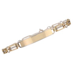 Bracelet moderne français en maille d'érable en or blanc et jaune 18 carats