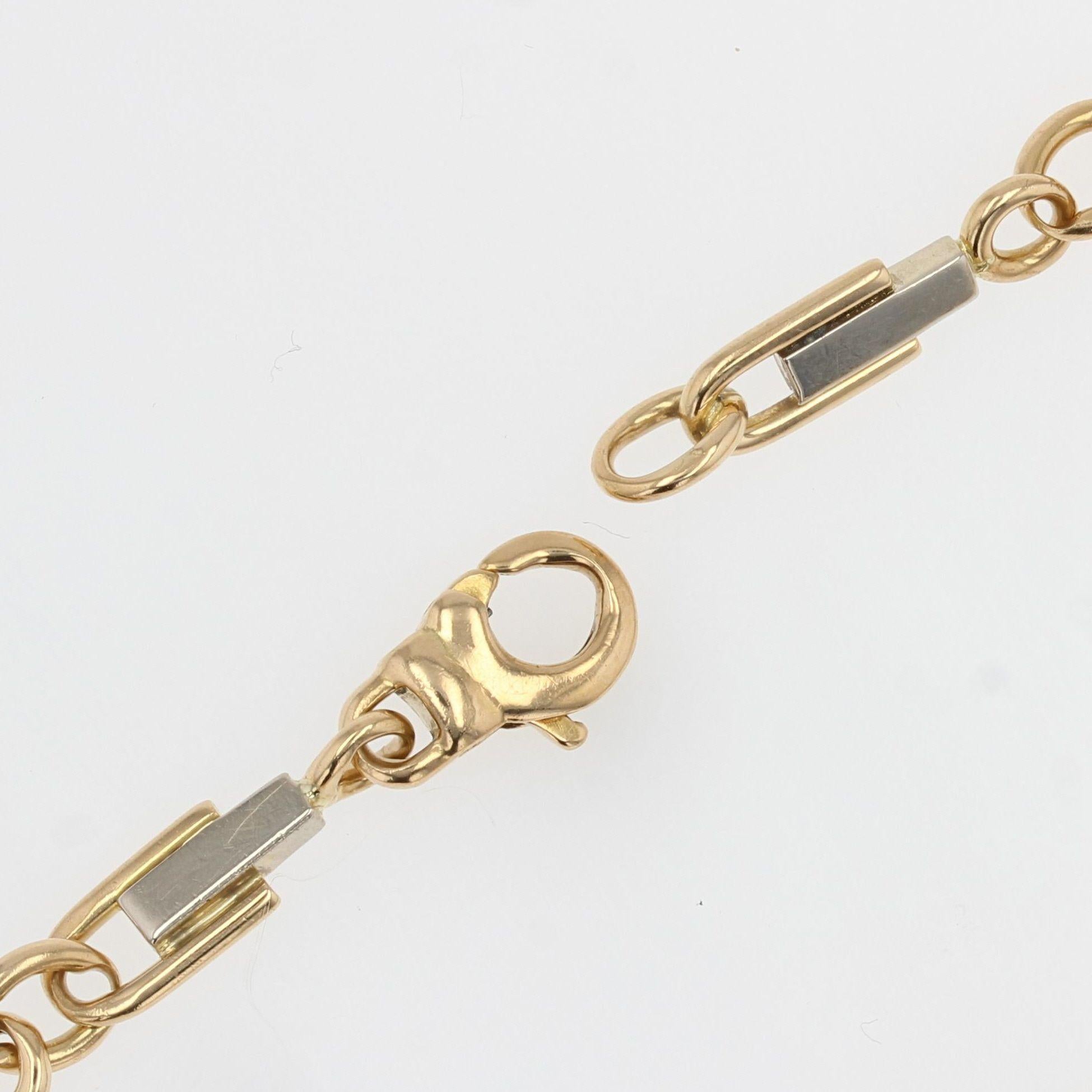 Modern French Stirrup Mesh 18 Karat Yellow White Gold Bracelet For Sale 5