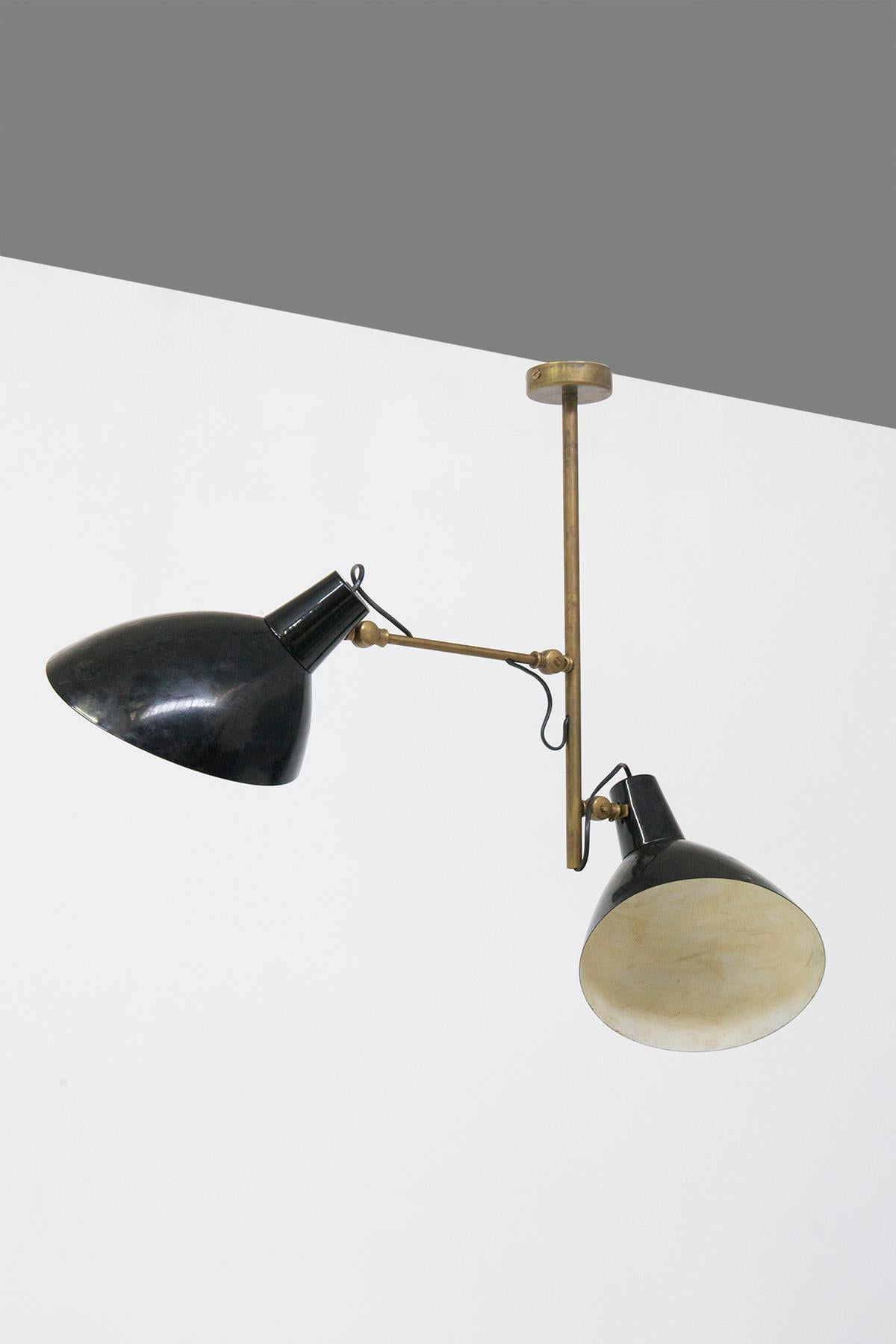 Contemporary Modern French style black and brass pendant For Sale