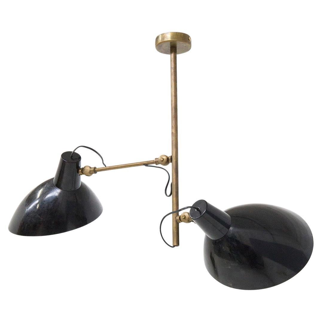 Modern French style black and brass pendant