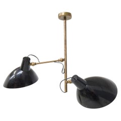 Modern French style black and brass pendant