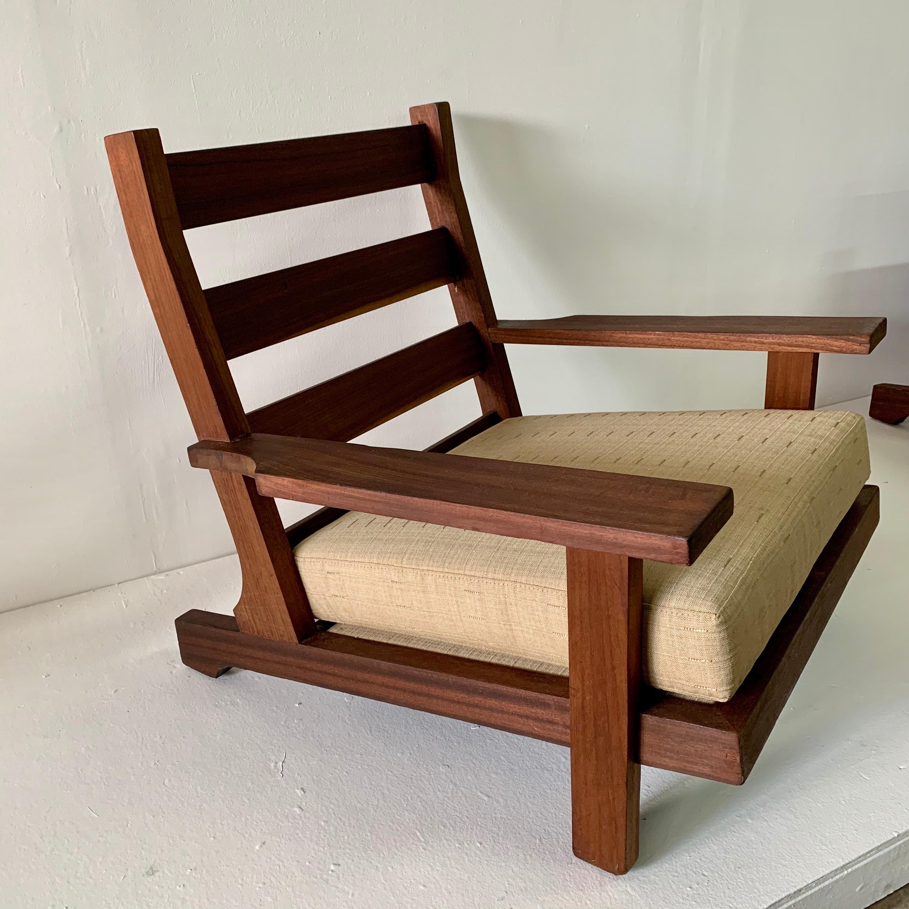 Organic Modern Modern French Teak High-Back Lounge Chair