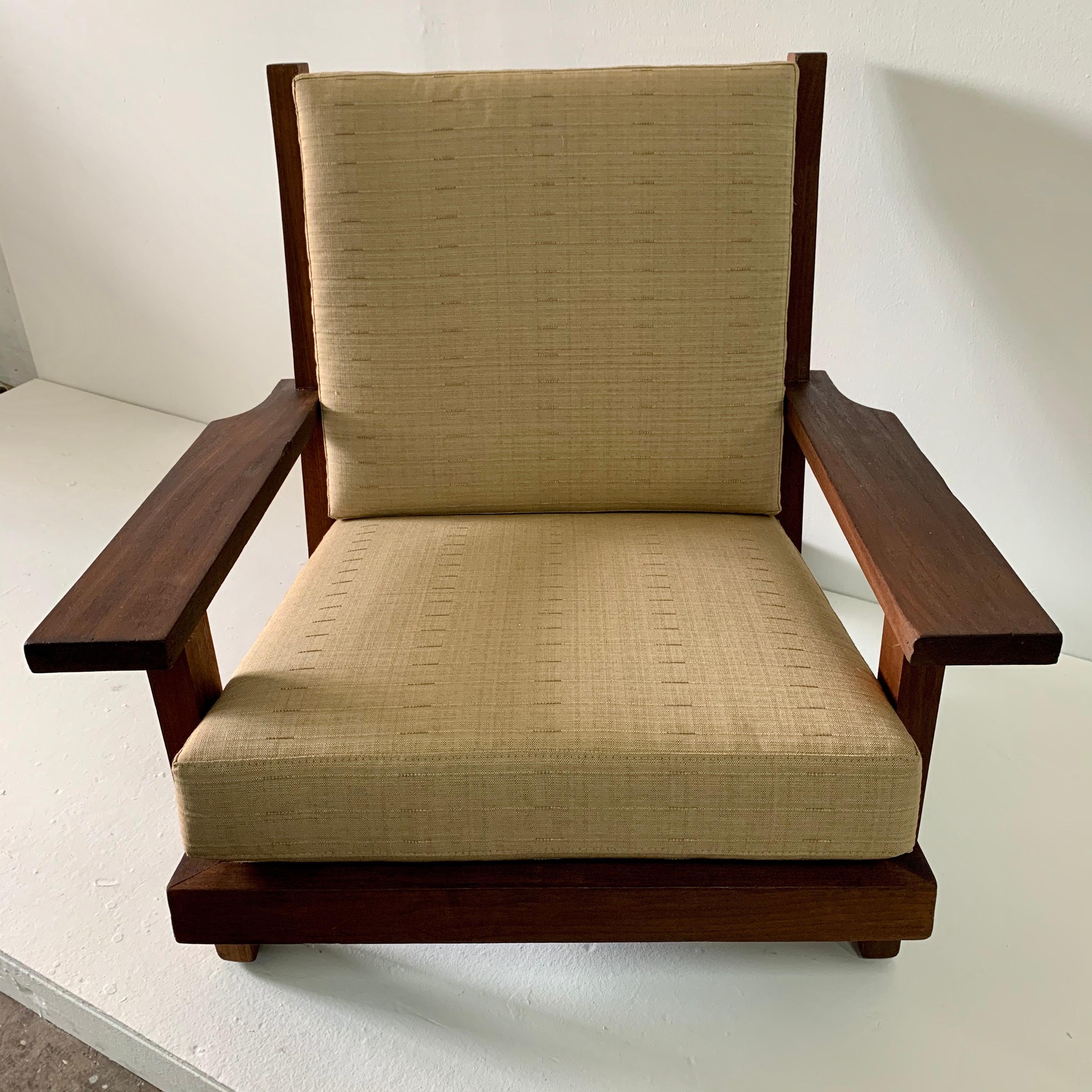 Modern French Teak High-Back Lounge Chair In Good Condition In North Miami, FL