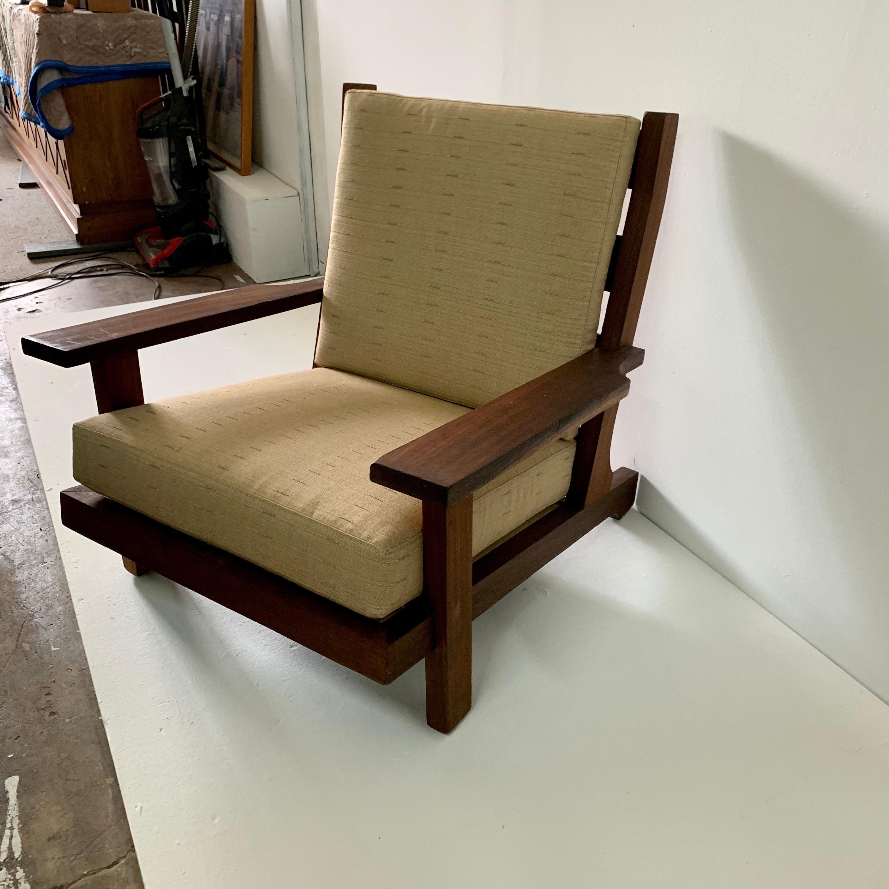 Modern French Teak High-Back Lounge Chair 1