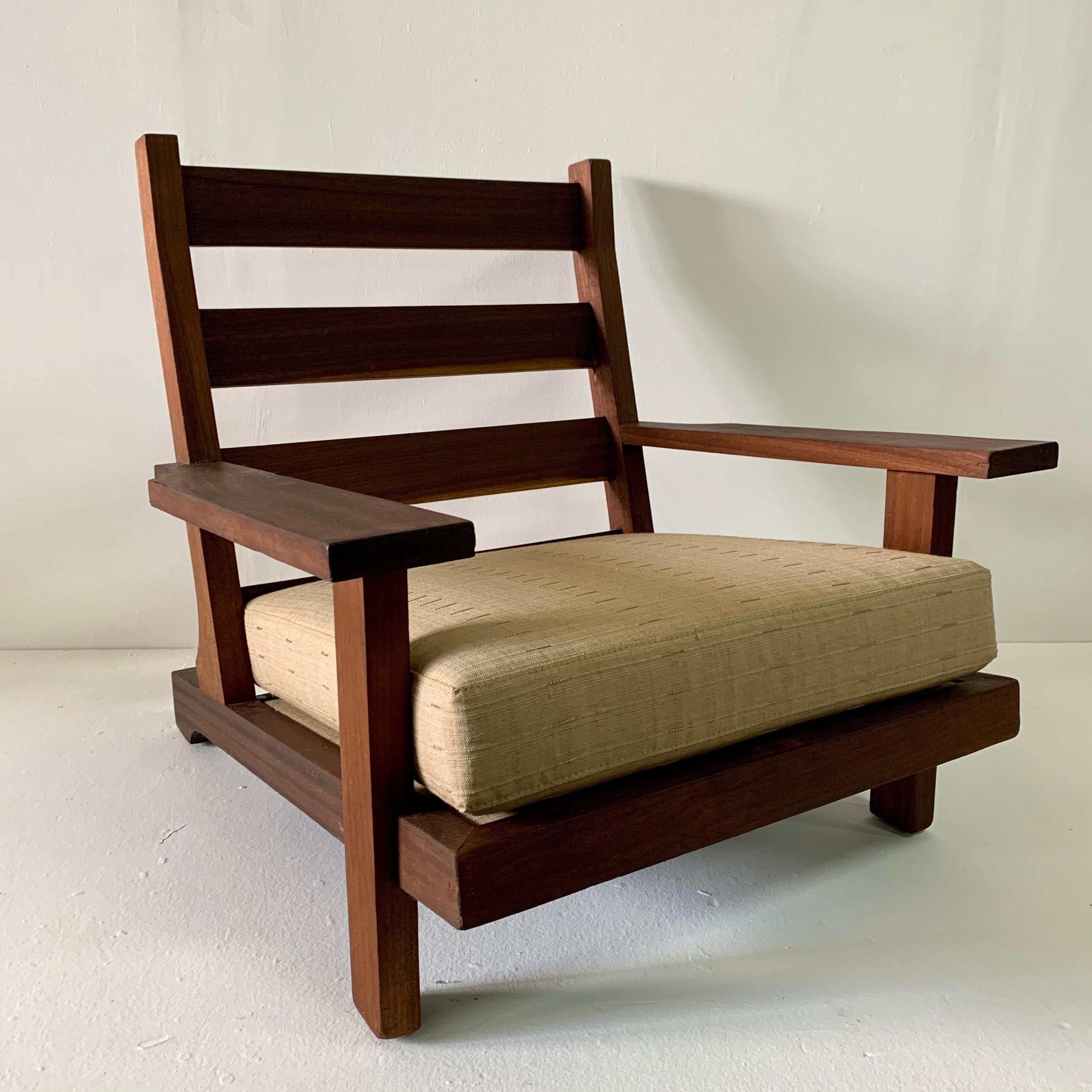 Modern French Teak High-Back Lounge Chair 3