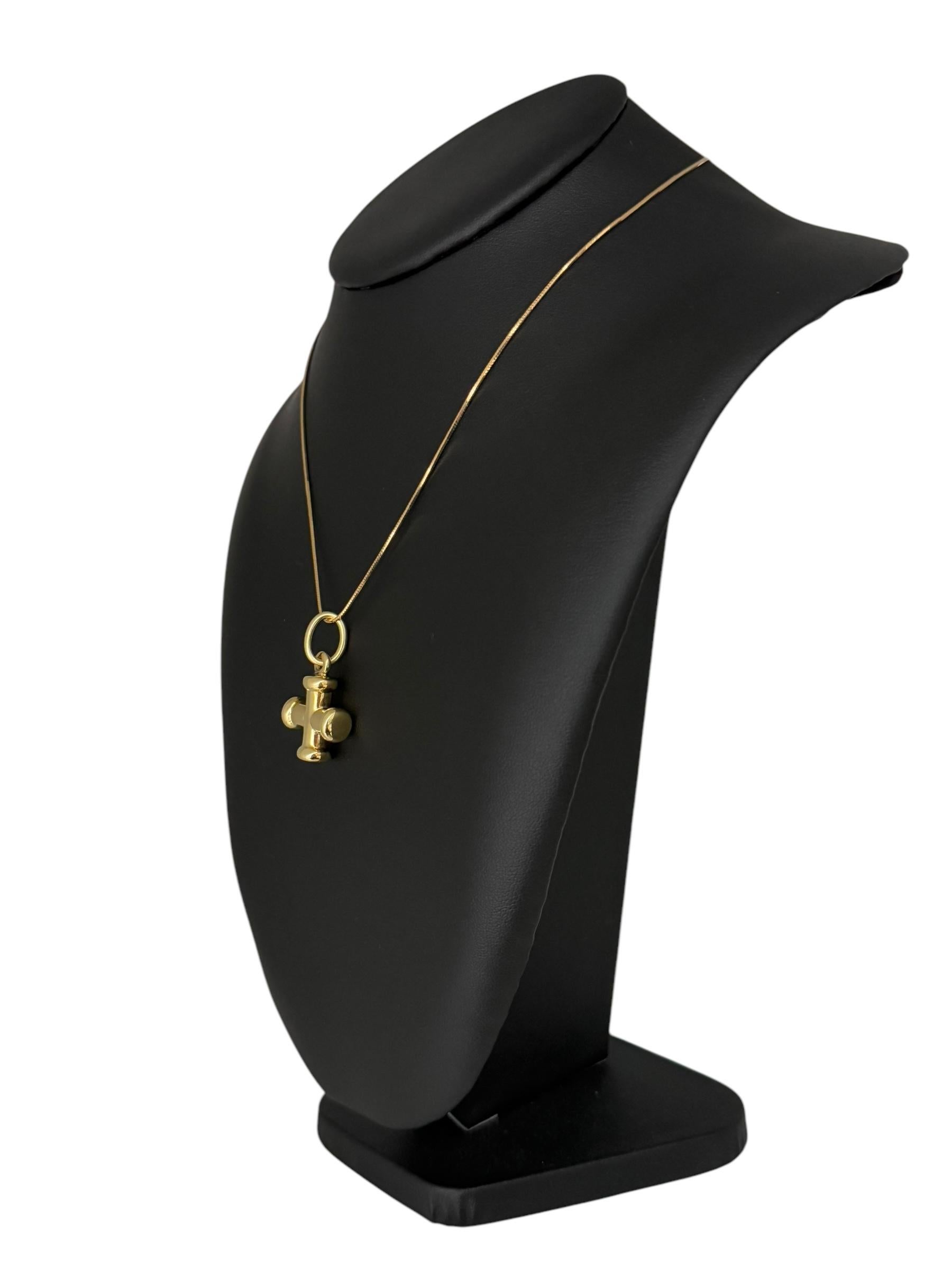 Modern French Yellow Gold Cross Greek Style For Sale 1
