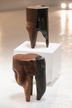 Modern "Frontier End Table" by Studio S II Walnut Stone Organic Design