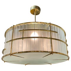 Lampadario moderno in vetro di Murano smerigliato e ottone