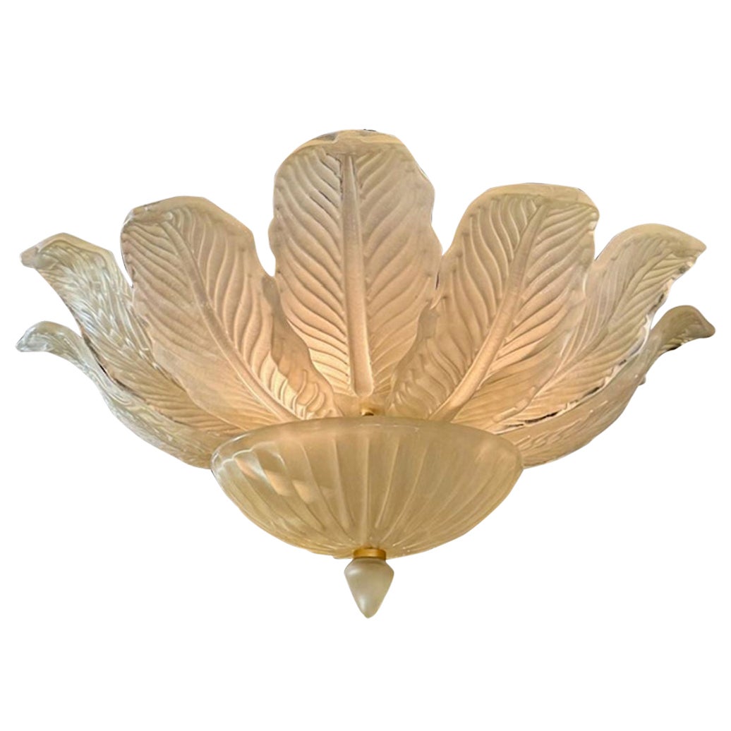Modern Frosted Murano Glass Flush Mount Chandelier