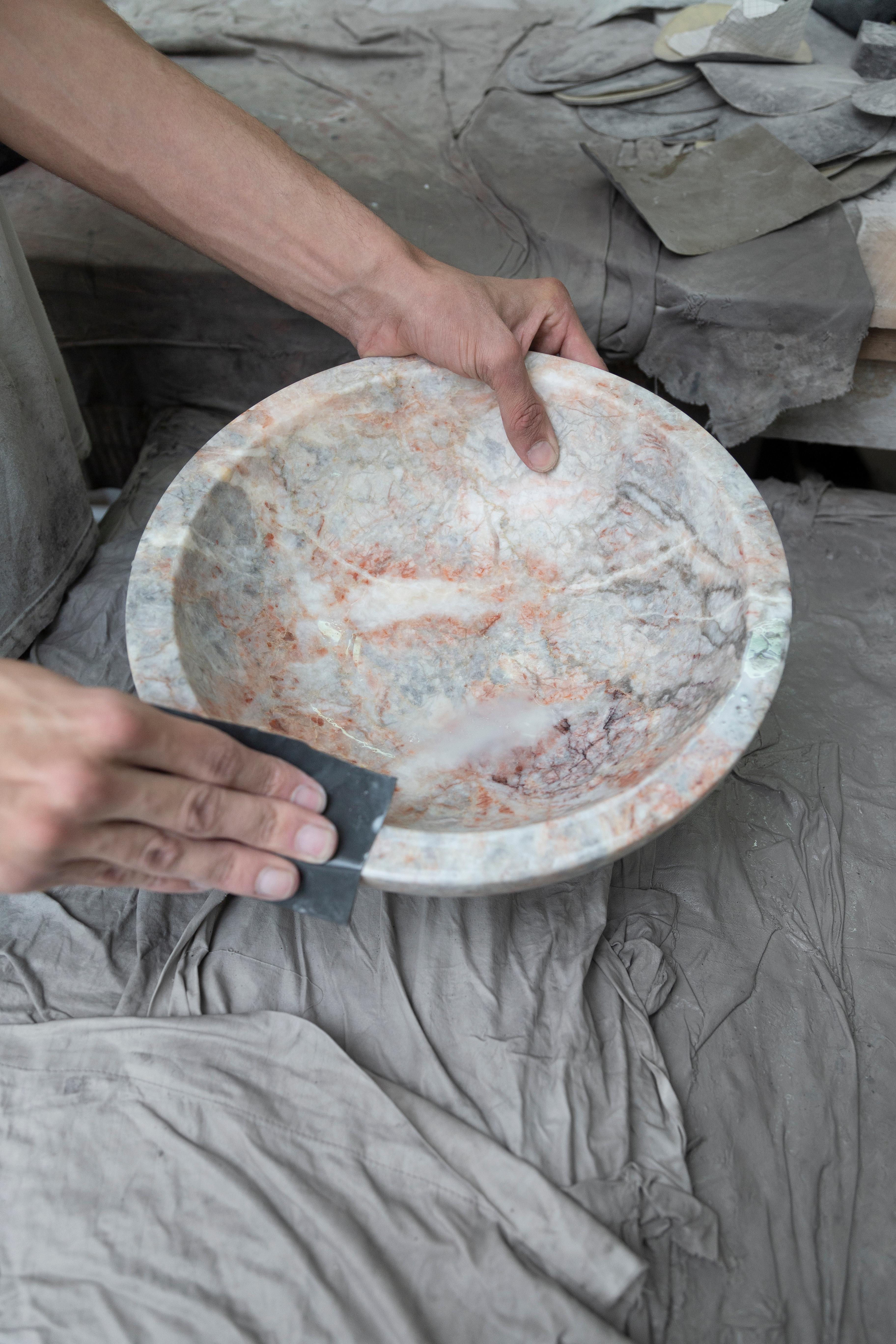 Modern Fruit Bowl in marble, by Karen Chekerdjian, Stock For Sale 2