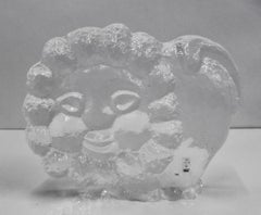 Sculpture moderne en verre plein de plomb Lion par Lisa Larson pour Skruf:: Suède:: 1980