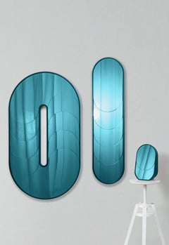 Sculptural Full Length Mirror "Baggage Claim-I" in Turquoise by Müge Kahraman