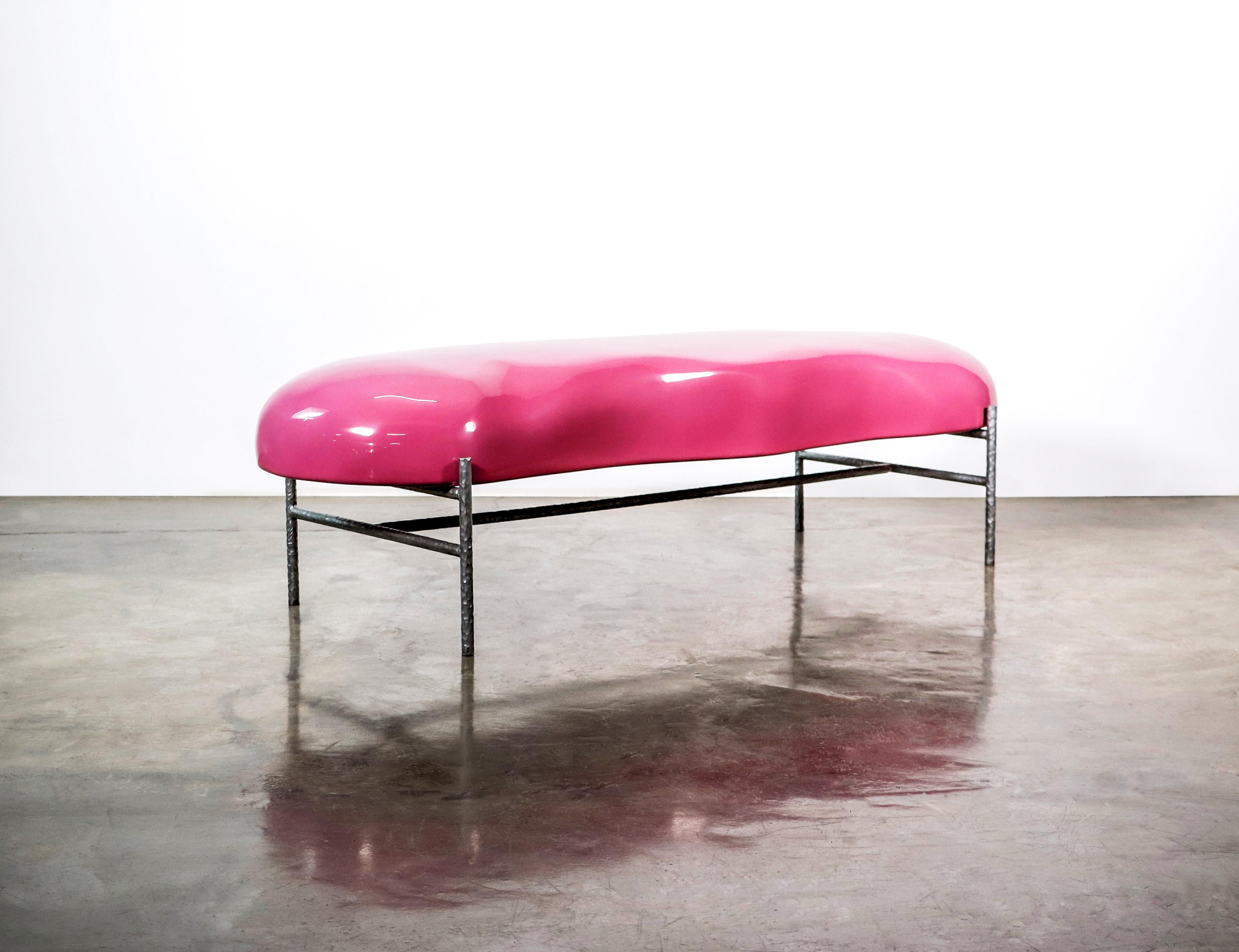 Lingua, a Modern Functional Art Collectible Fiberglass Iron Bench from Costantini

This playful functional sculpture by William Stuart of Costantini features a chiseled iron frame and a rigidly undulating fiberglass form as a 
