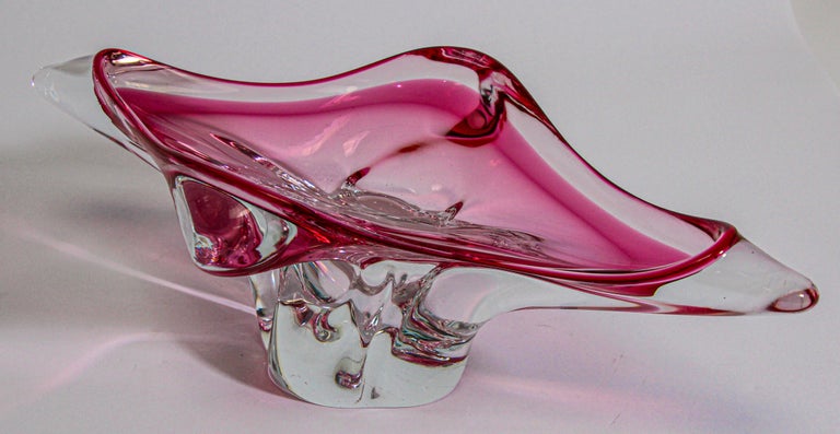 Modern Fuschia Large Decorative Hand Blown Murano Glass Bowl For