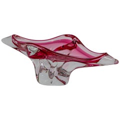 Modern Fuschia Large Decorative Hand Blown Murano Glass Bowl