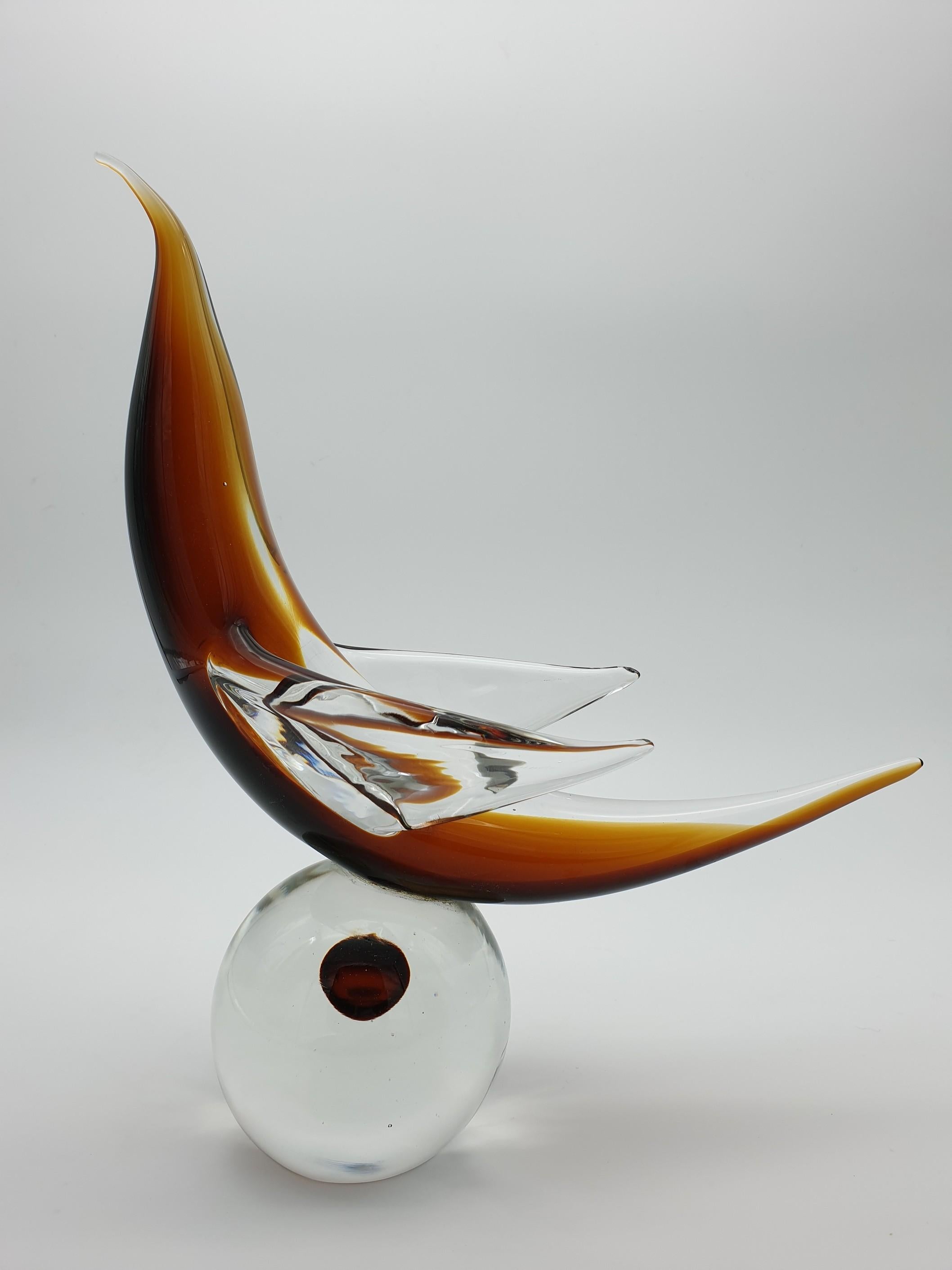 Hand-Crafted Modern Futuristic Murano Glass Sculpture by Cenedese, circa 1970s For Sale