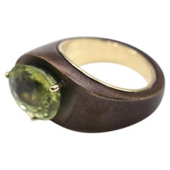 Modern Futuristic Tourmaline Ring Yellow Gold Patinated Bronze 4 Carats, 2026