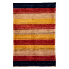 Modern Gabbeh Handmade Persian Wool Rug With Multicolor Stripe Design