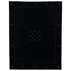 Estilo Gabbeh Moderno Negro  Alfombra de Lana MInimalista Hecha a Mano