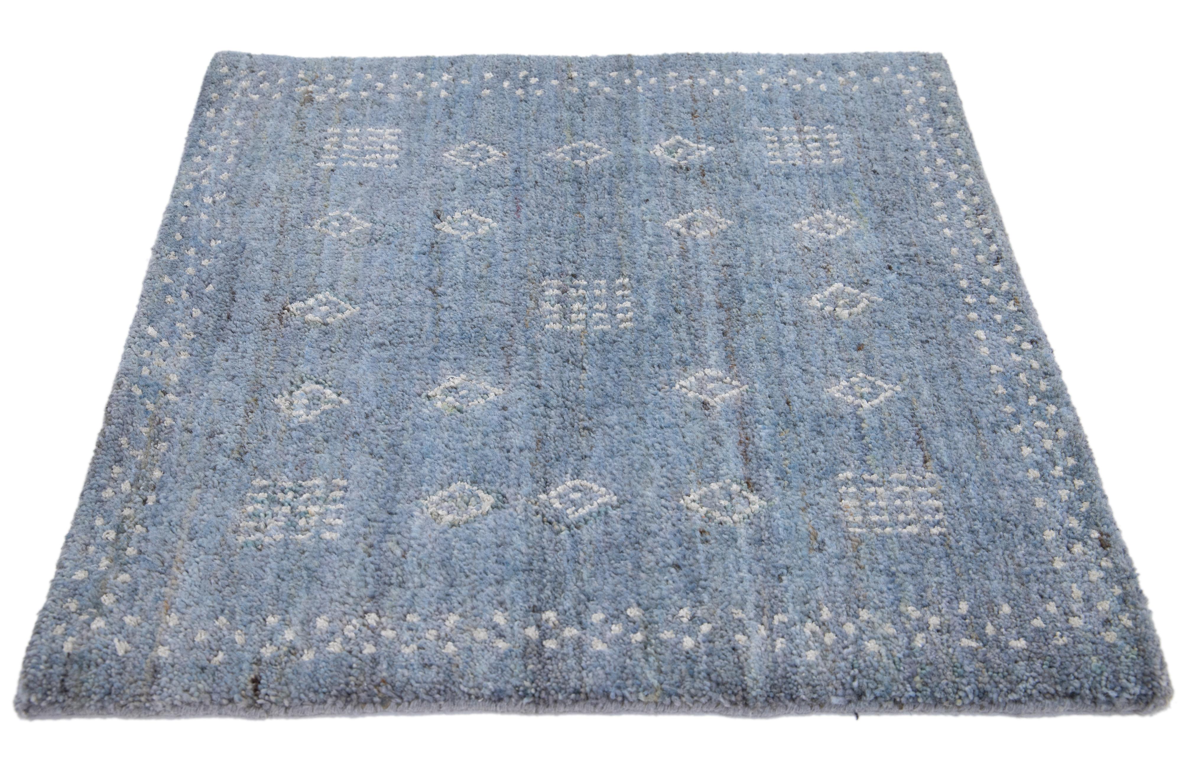 Apadana's Modern Gabbeh style wool custom rug. Custom sizes and colors made-to-order. 

Material: Wool 
Techniques: Hand-Loom
Style: Gabbeh style
Lead time: Approx. 15-16 wks available 
Colors: As shown, other custom colors are available.