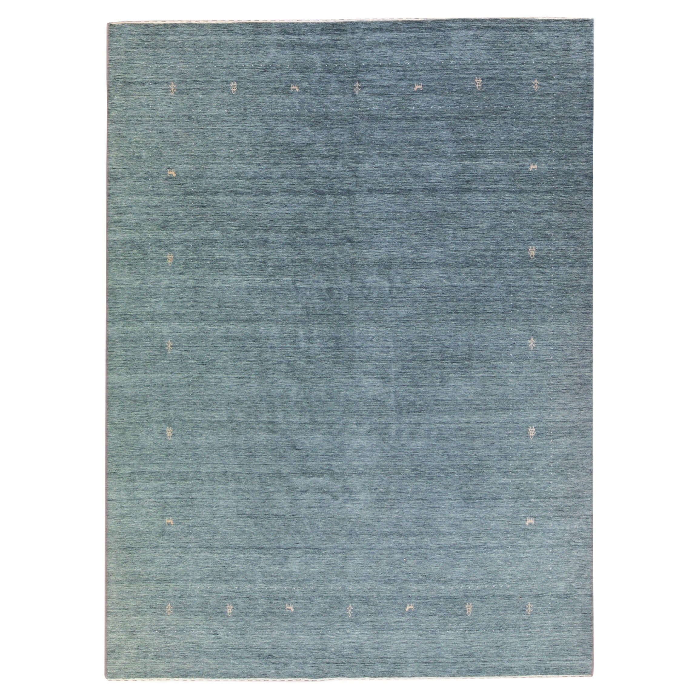 Modern Gabbeh Style Hand-Loom Light Gray Minimalism Pattern Wool Rug