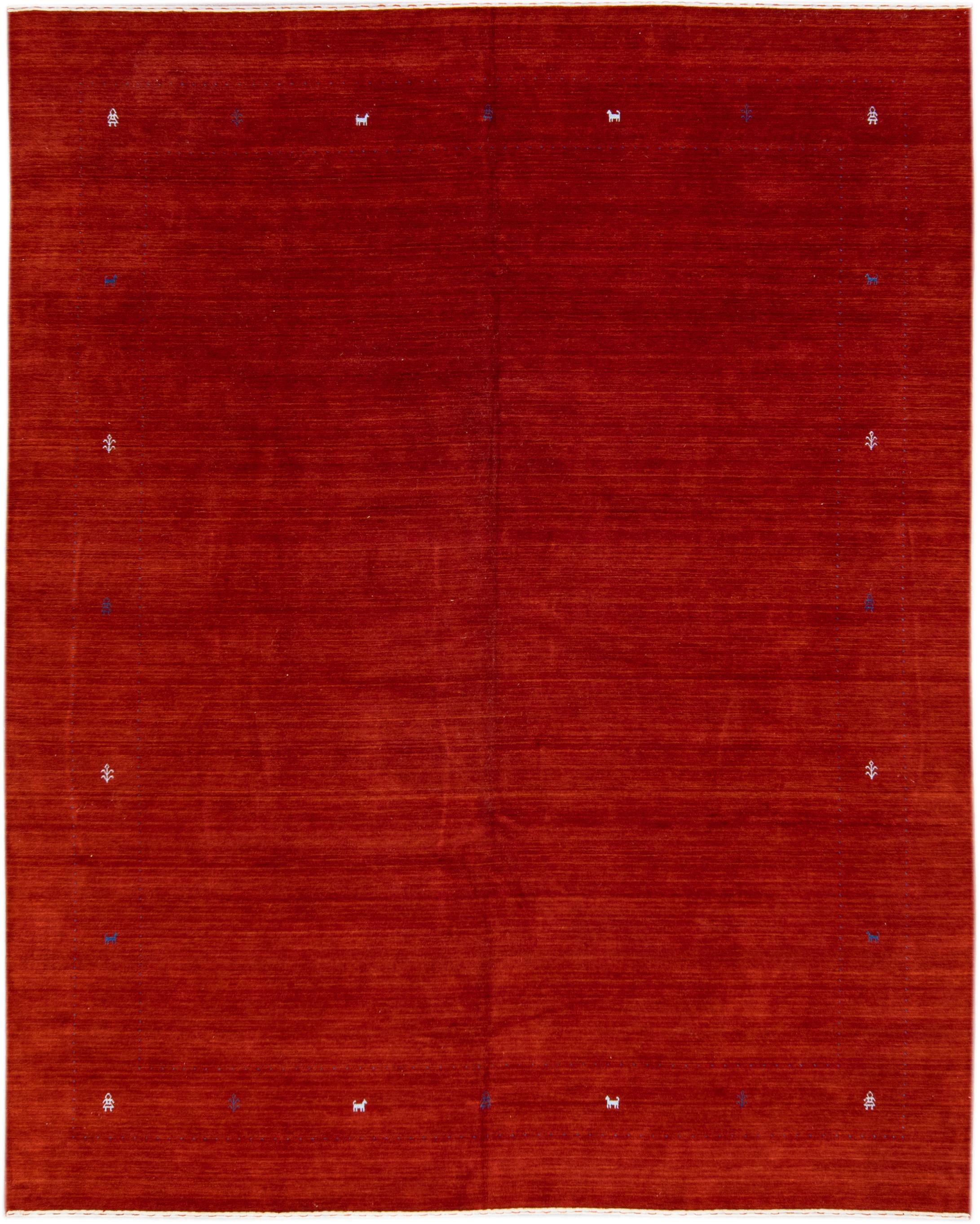 Modern Gabbeh Style Red Hand-Loom Minimalism Pattern Wool Rug For Sale 4