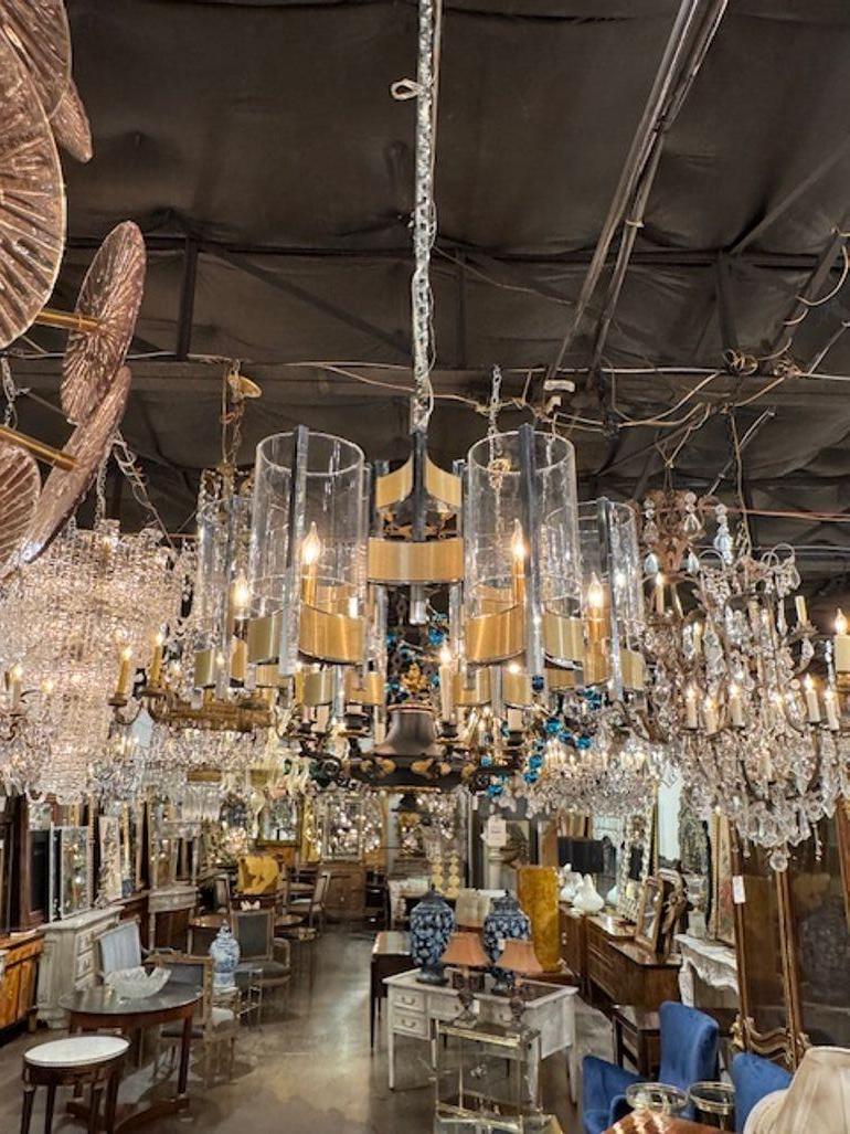 20ième siècle Lustre moderne Gaetano Sciolari en chrome et laiton en vente