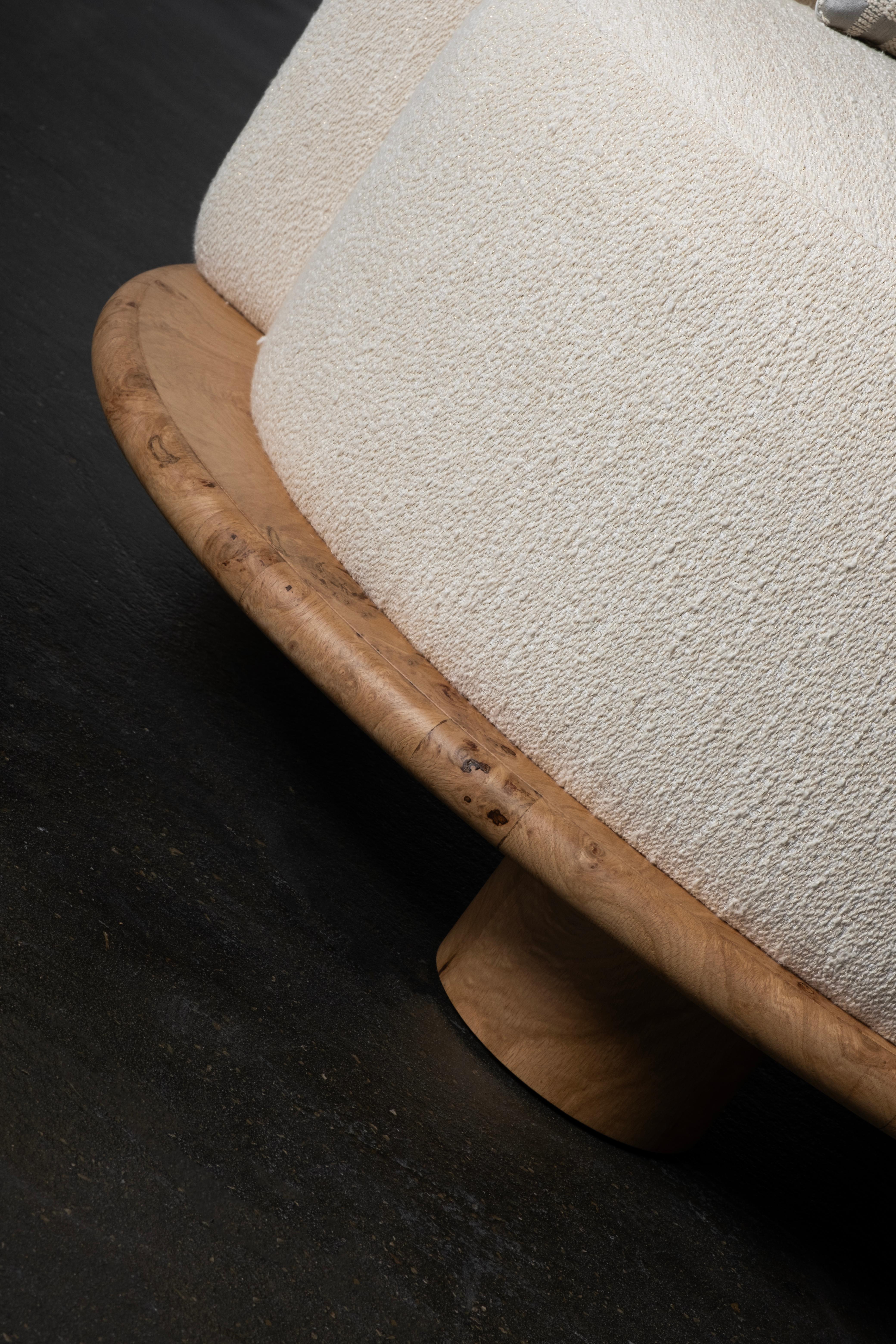 Contemporary Galapinhos Armchair, Oak Root, Cotton, Handmade by Greenapple For Sale 3