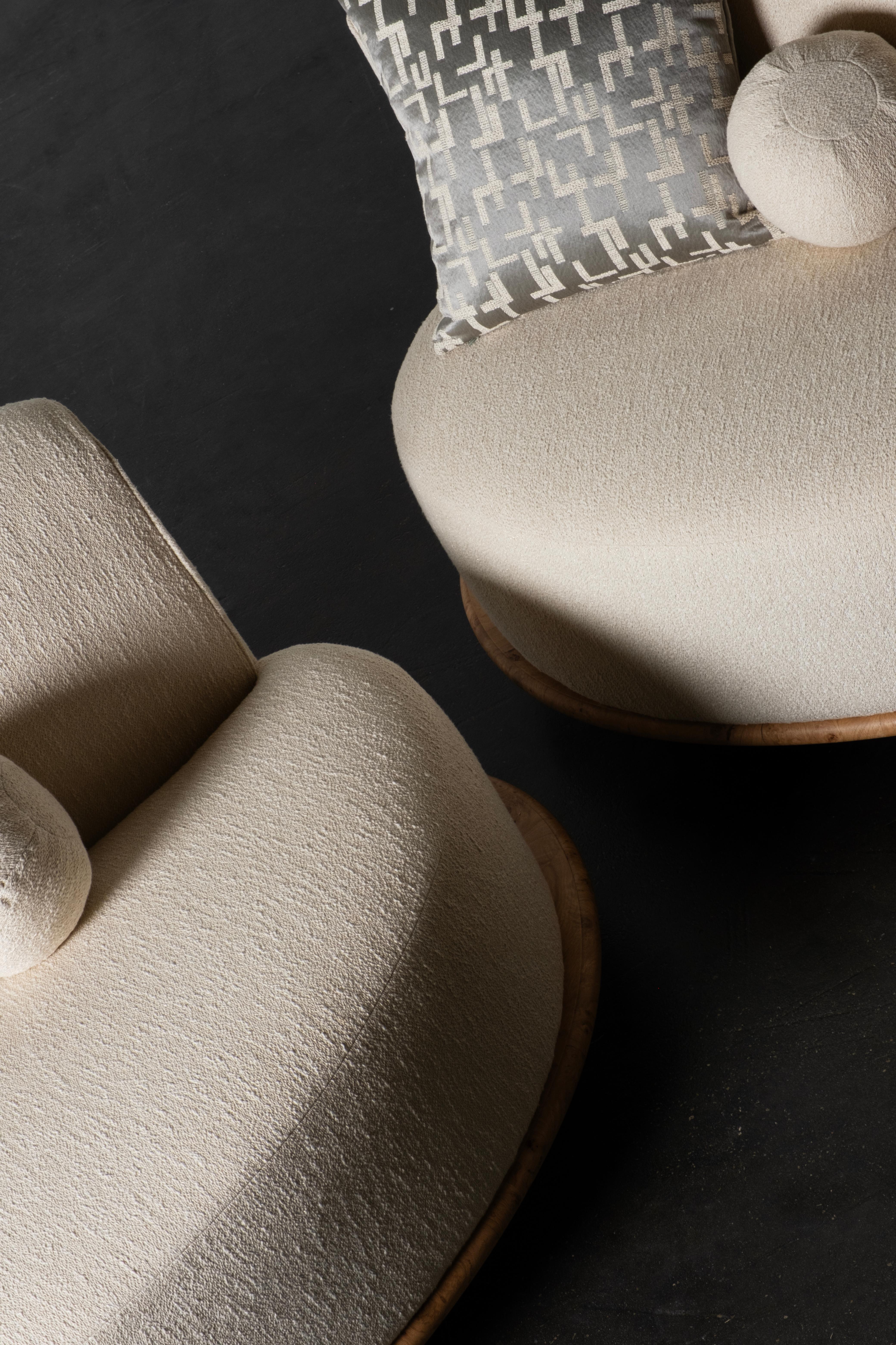 Contemporary Galapinhos Armchair, Oak Root, Cotton, Handmade by Greenapple For Sale 7