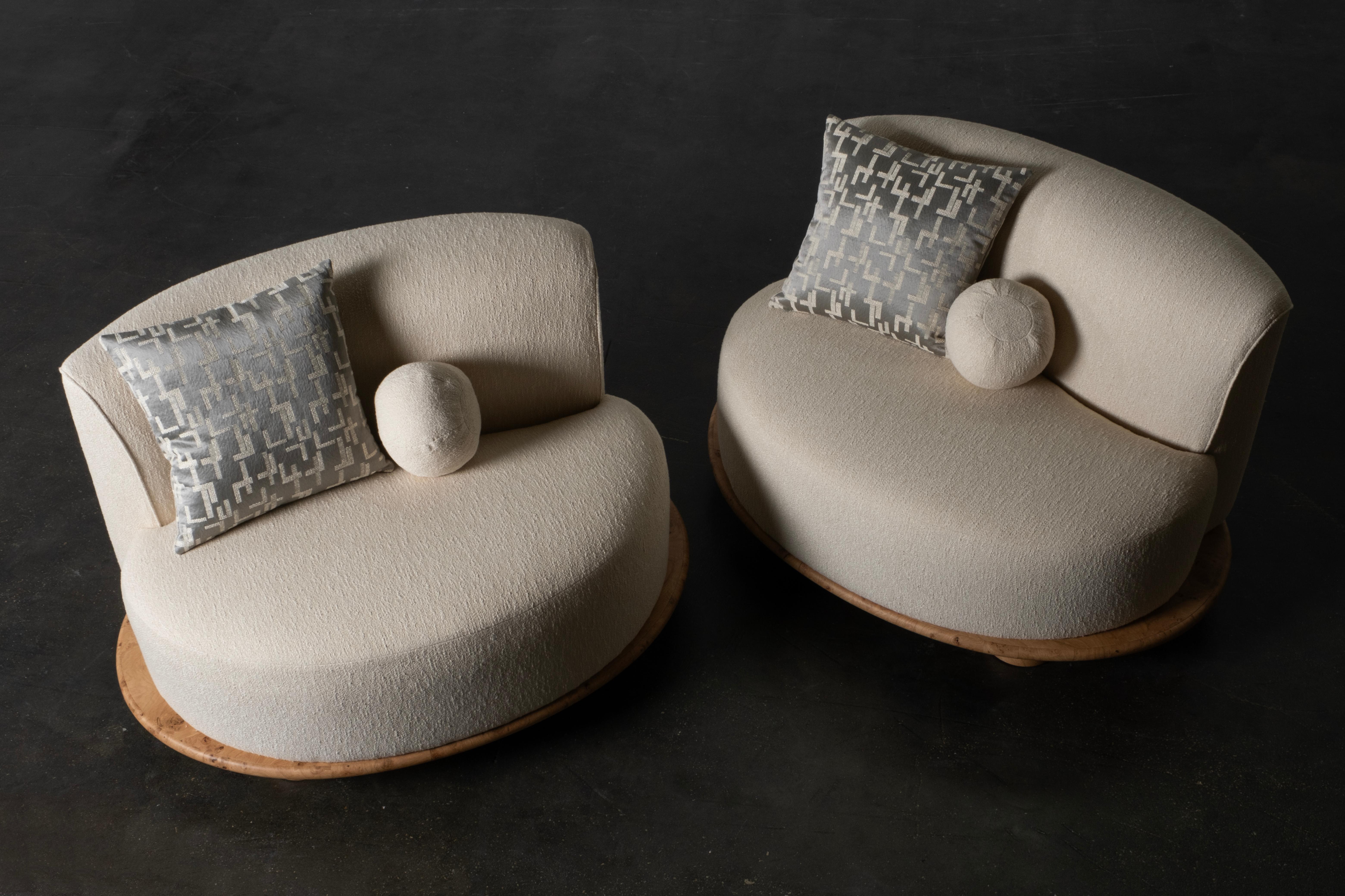 Contemporary Galapinhos Armchair, Oak Root, Cotton, Handmade by Greenapple For Sale 9