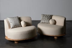Contemporary Galapinhos Lounge Chair, Oak Root, Cotton, Handmade by Greenapple