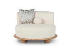 Contemporary Galapinhos Armchair, Oak Root, Cotton, Handmade by Greenapple