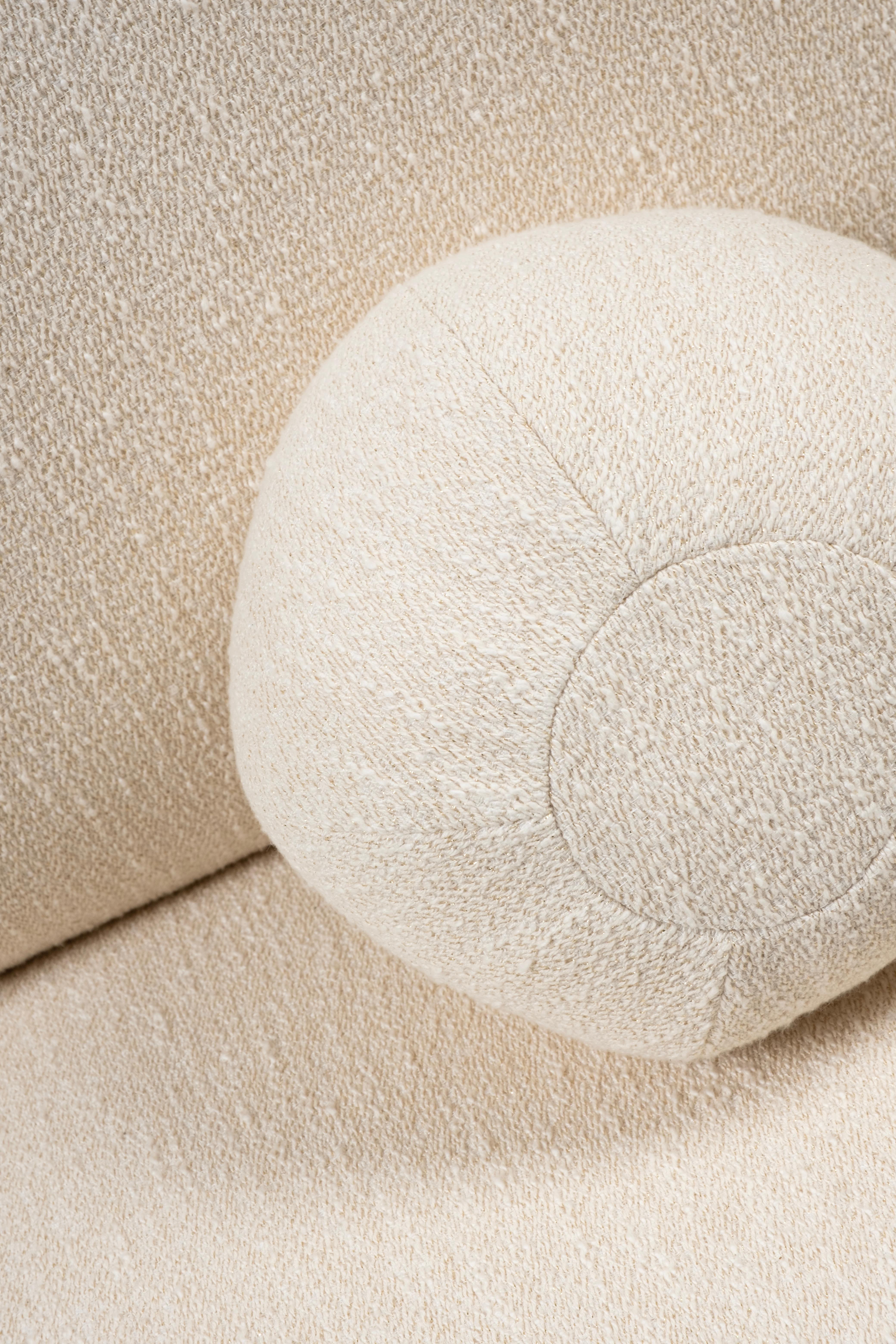 Bouclé Contemporary Galapinhos Armchair, Oak Root, Cotton, Handmade by Greenapple For Sale