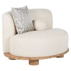 Contemporary Galapinhos Armchair, Oak Root, Cotton, Handmade by Greenapple