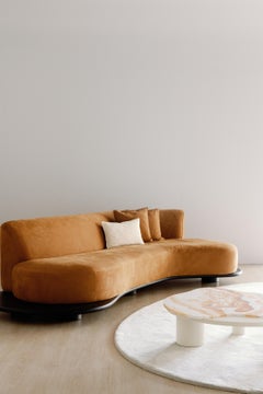 Contemporary Galapinhos Leather Sofa, Caramel Nubuck, Handmade by Greenapple