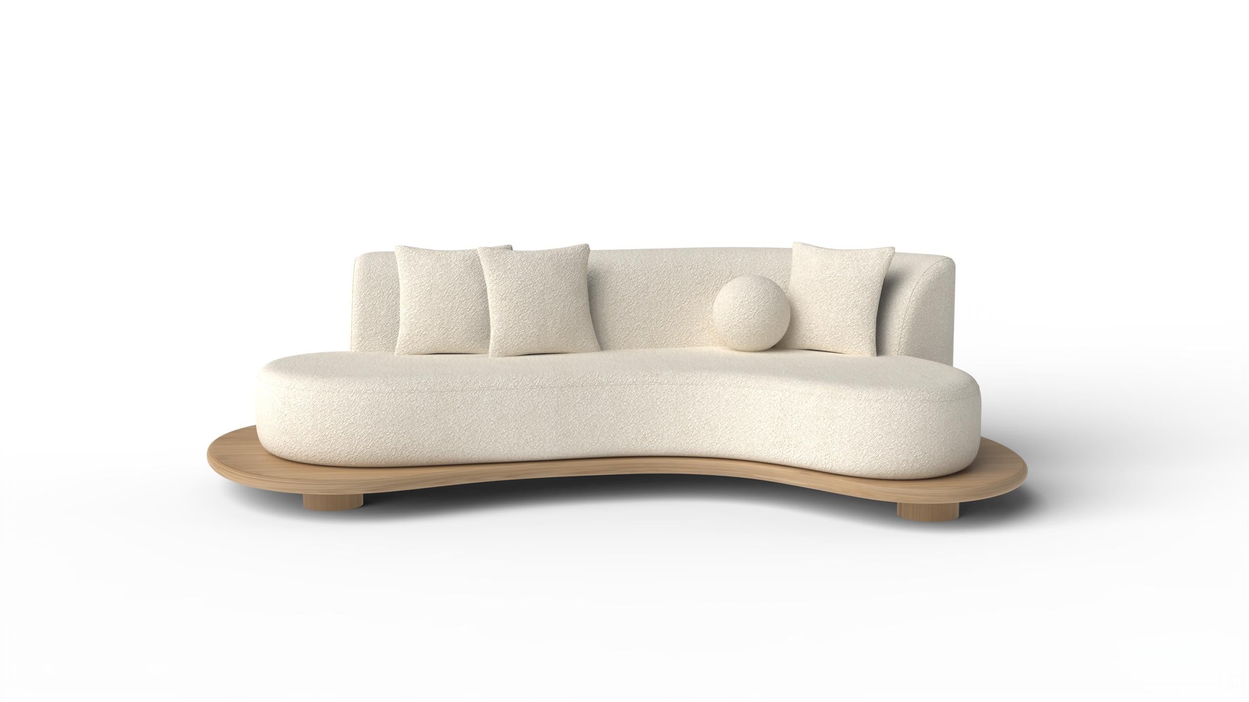 Portuguese Modern Galapinhos Sofa, Cream Wool-Linen, Handmade in Portugal by Greenapple For Sale