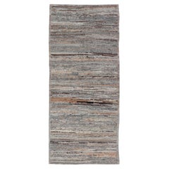 Modern Gallery Hand-Knotted Rug in Natural Shades Wool of Gray, Brown, & Ivory