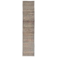Runner lungo Modern Gallery con design tribale marocchino in grigio, oro e rosso