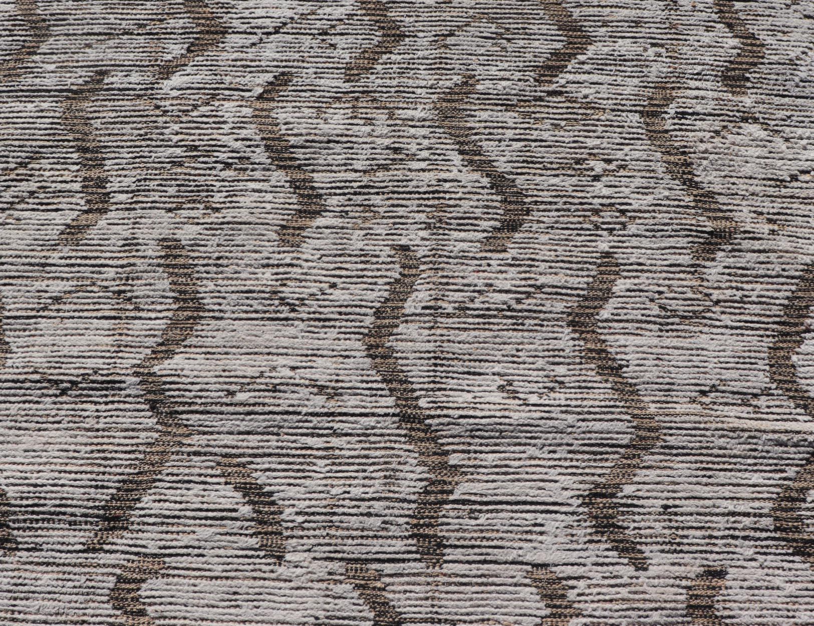 Afghan Modern Gallery Rug in Wool with Abstract Design 5'10