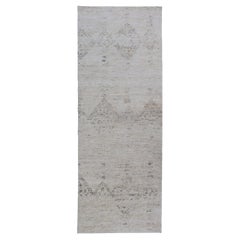 Modern Gallery Runner in Neutrals with Moroccan Styled Design in Gray