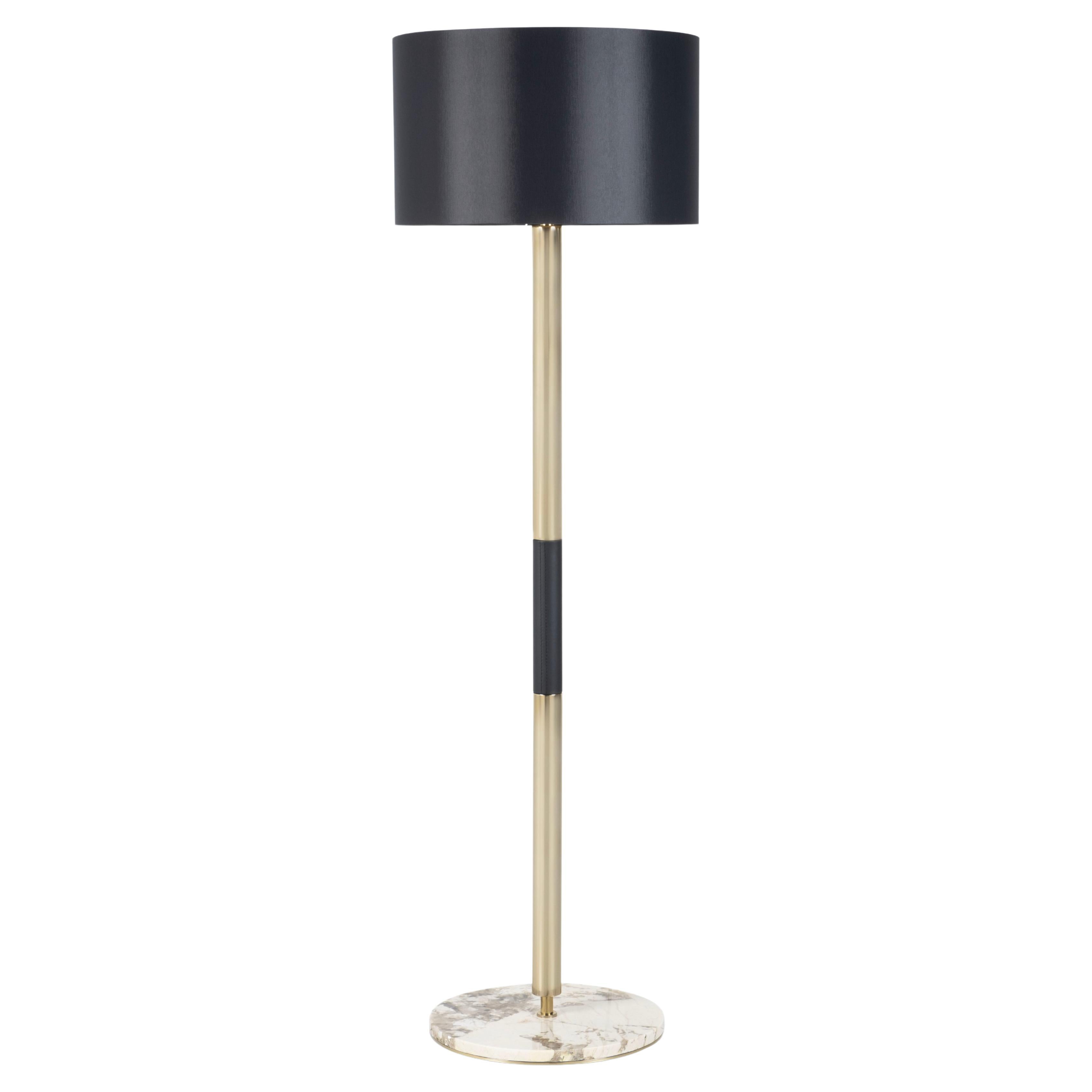 Modern Gau Floor Lamp Stainless Black Shade Handmade in Portugal by Greenapple For Sale
