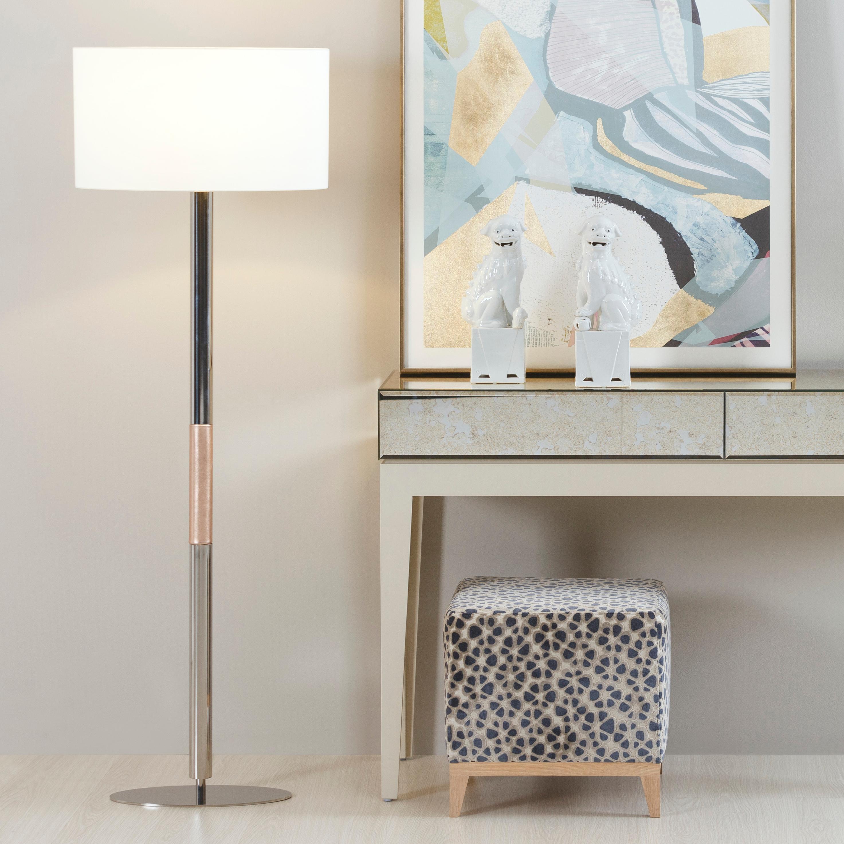 Gau Floor Lamp, Modern Collection, Handcrafted in Portugal - Europe by GF Modern.

The luxurious floor lamp Gau creates a subliminal ambience for extraordinary living. The inlay detail in pink leather harmonizes with the wonderful contrast between